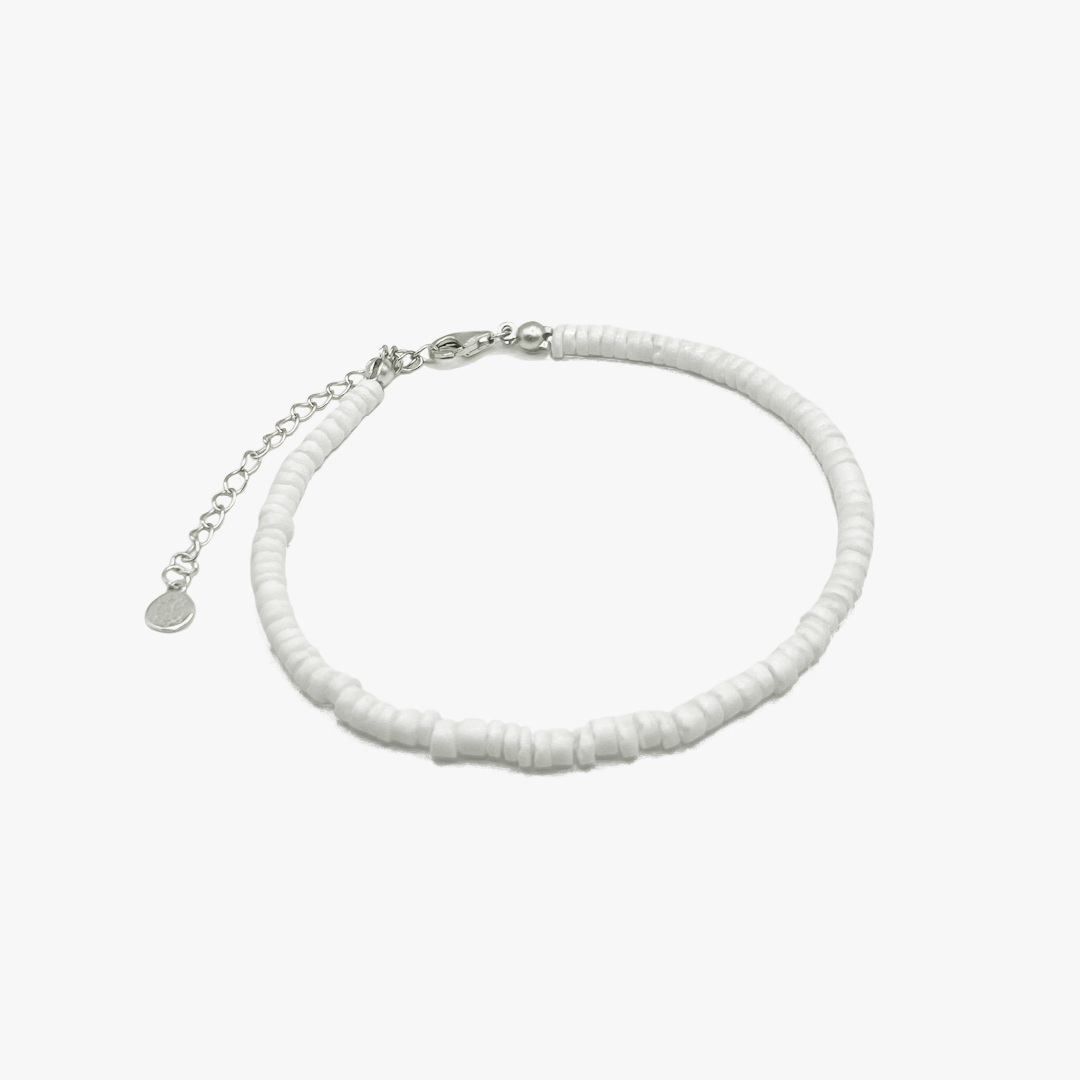 White Puka Shell Beaded Anklet