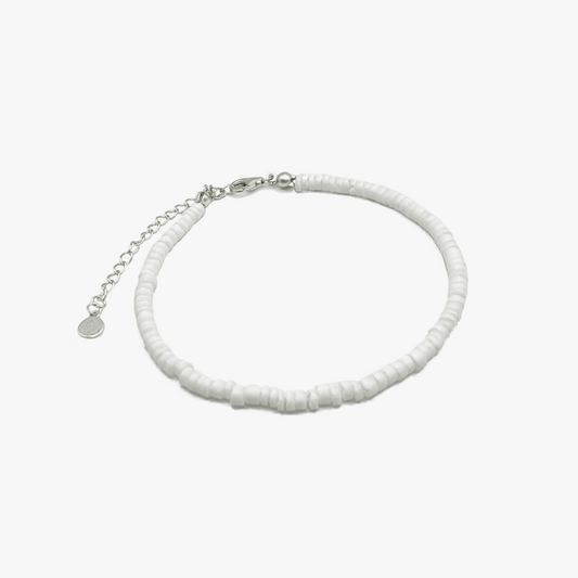 White Puka Shell Beaded Anklet