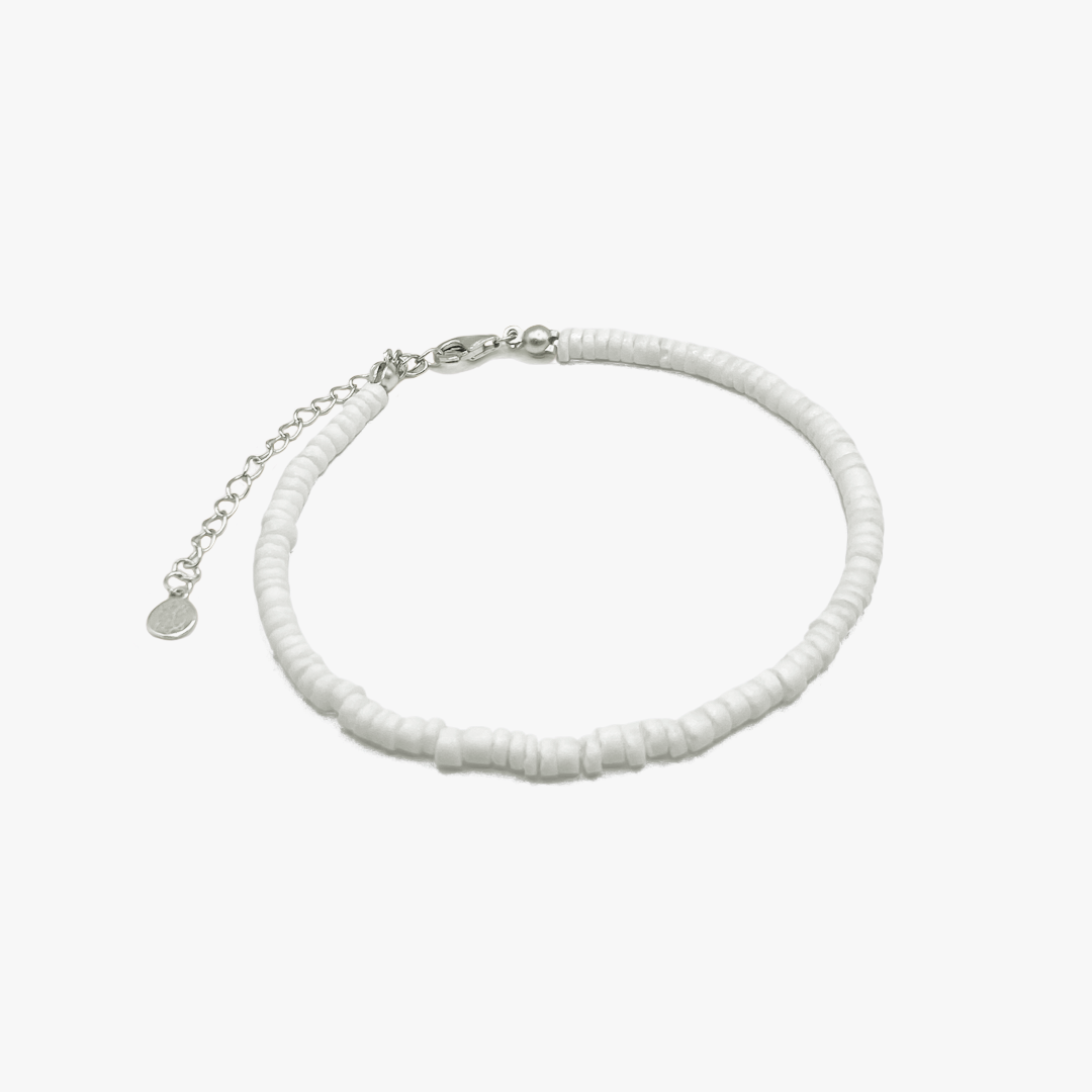White Puka Shell Beaded Bracelet