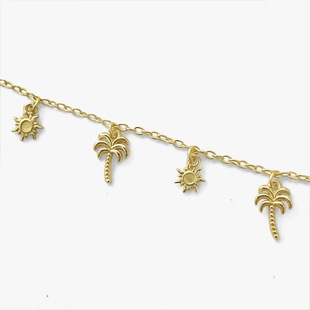 Gold Palm Tree & Sun Bracelet