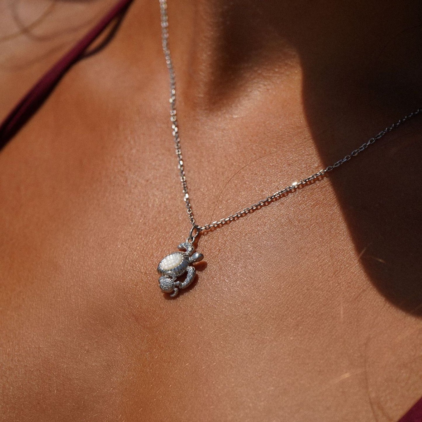 Mother of Pearl Turtle Necklace