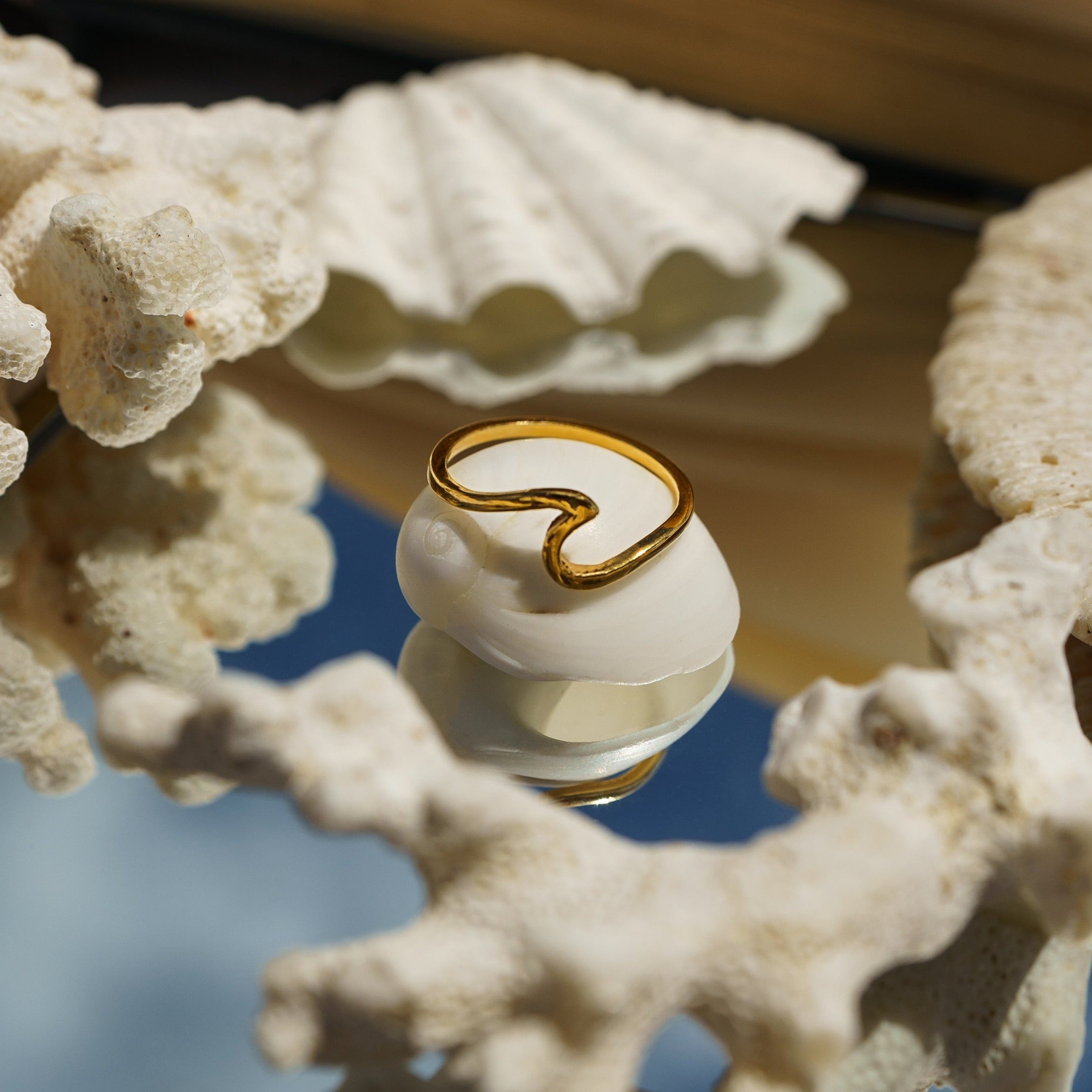 Sterling Silver Wave Ring in 18ct Gold Plating