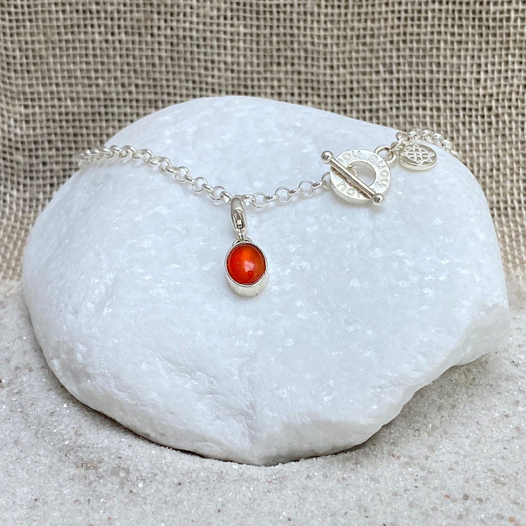 July Birthstone Charm - Genuine Carnelian