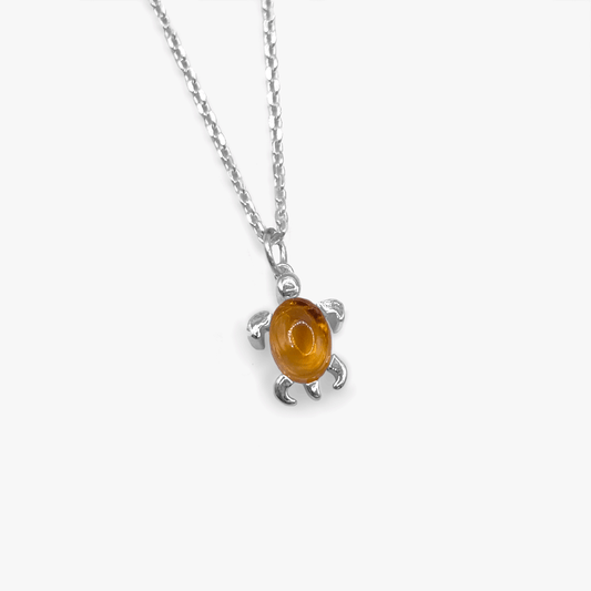 November Birthstone Sea Turtle Necklace - Genuine Citrine