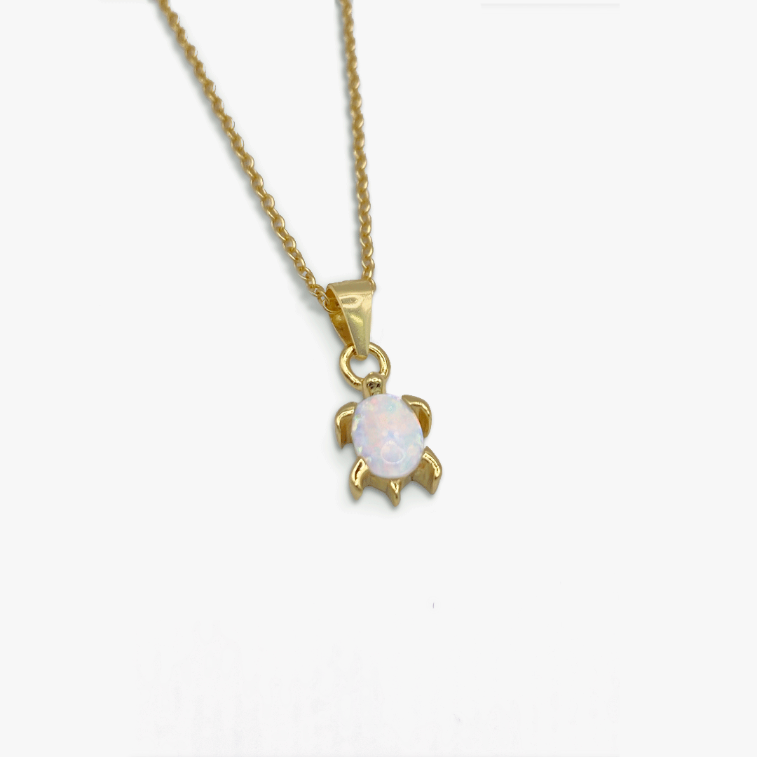 Opal Sea Turtle Necklace in Gold