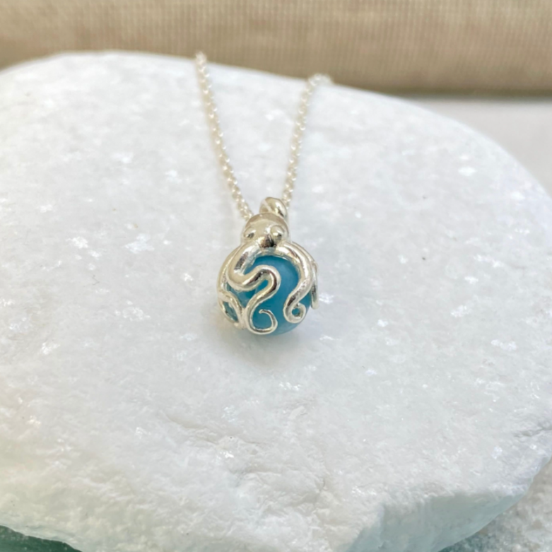 Genuine Larimar Octopus Necklace