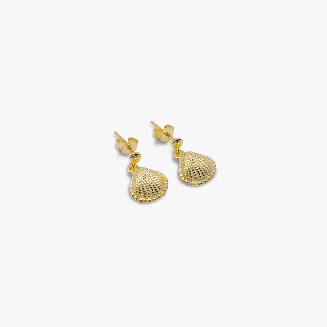 Sterling Silver Tiny Shell Earrings in Gold