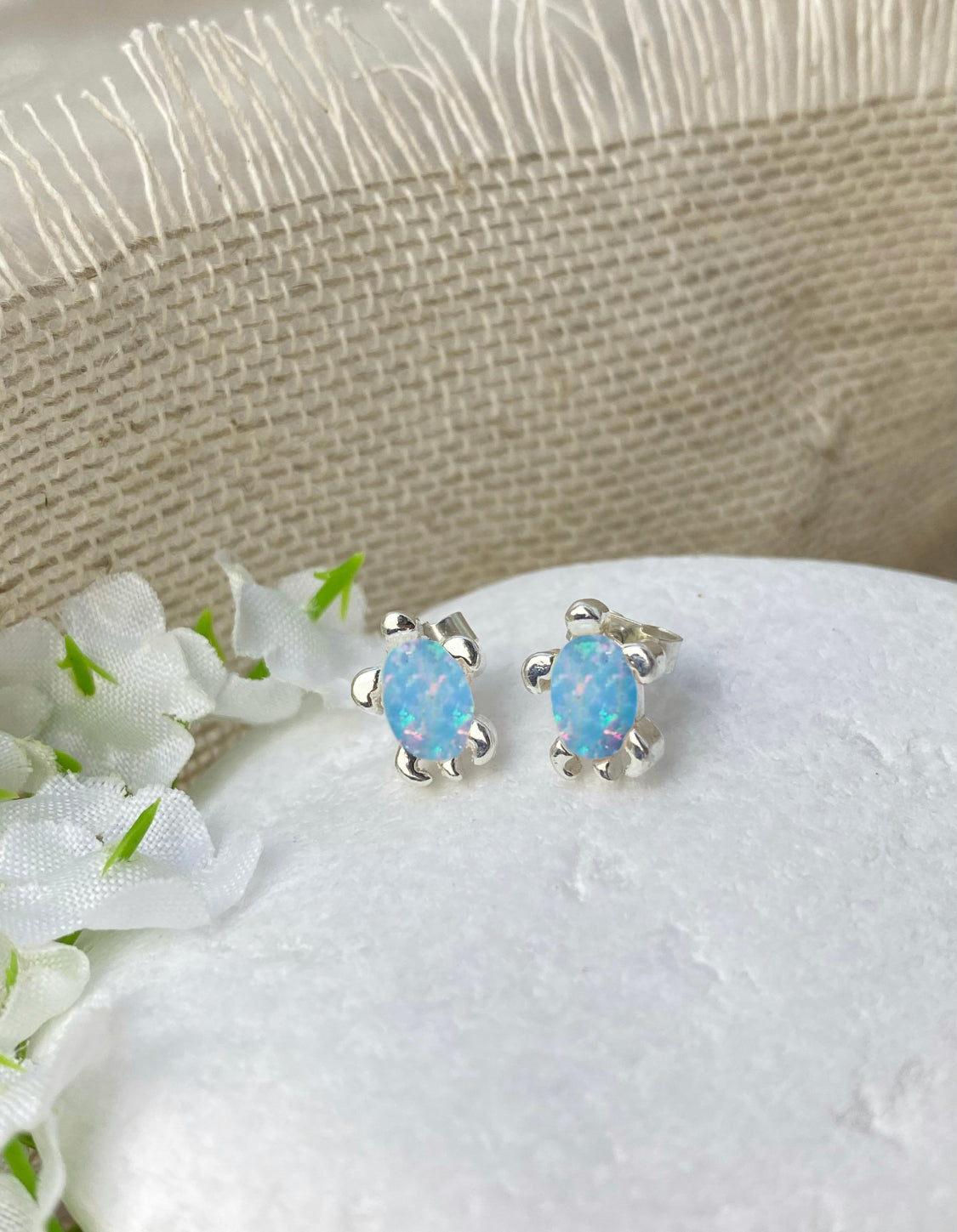 Blue Opal Sea Turtle Earrings