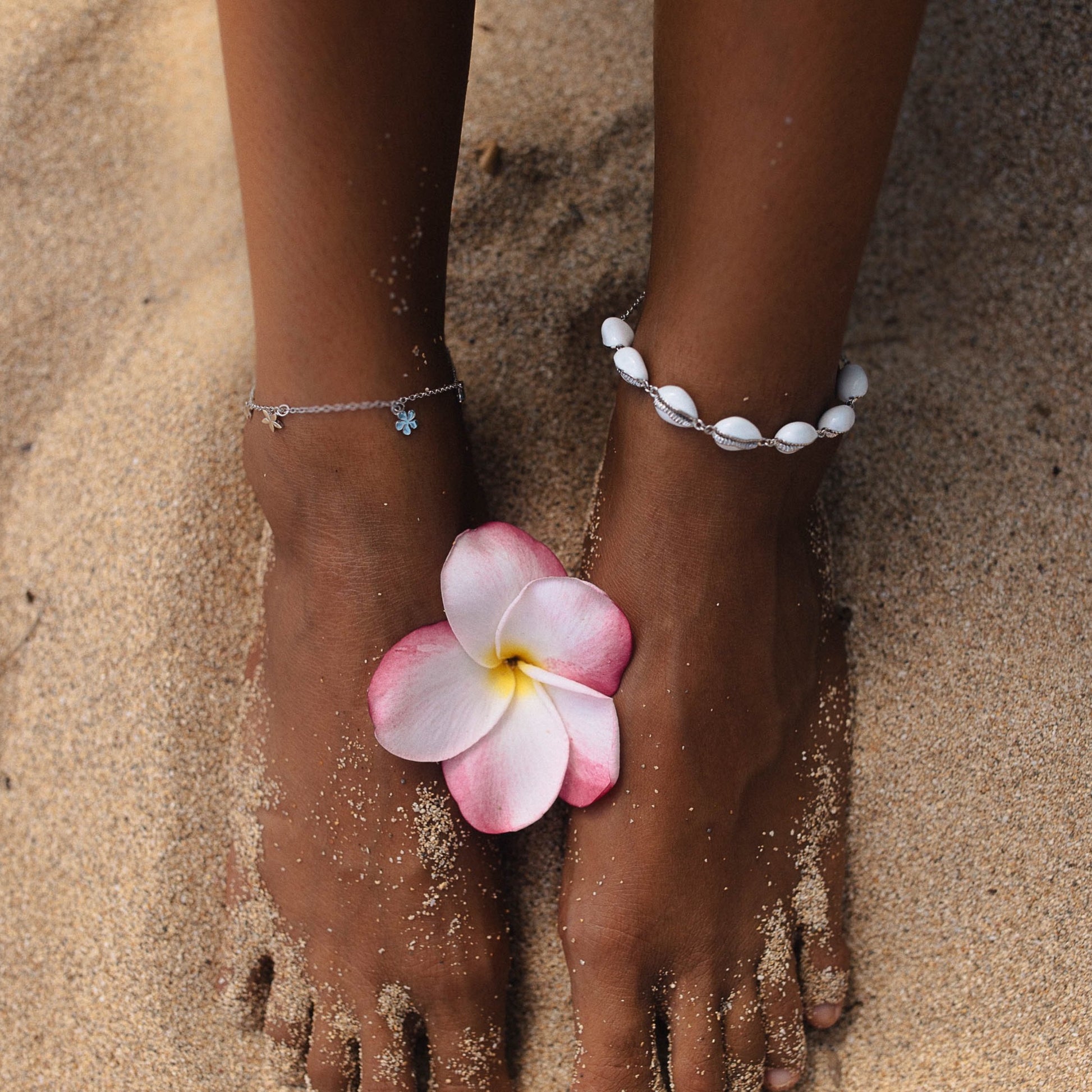 KAHAKAI Shell Anklet in White Gold (3963160166497)